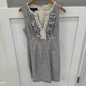 Nine West Blue and White Striped Sleeveless Dress with crochet Trim